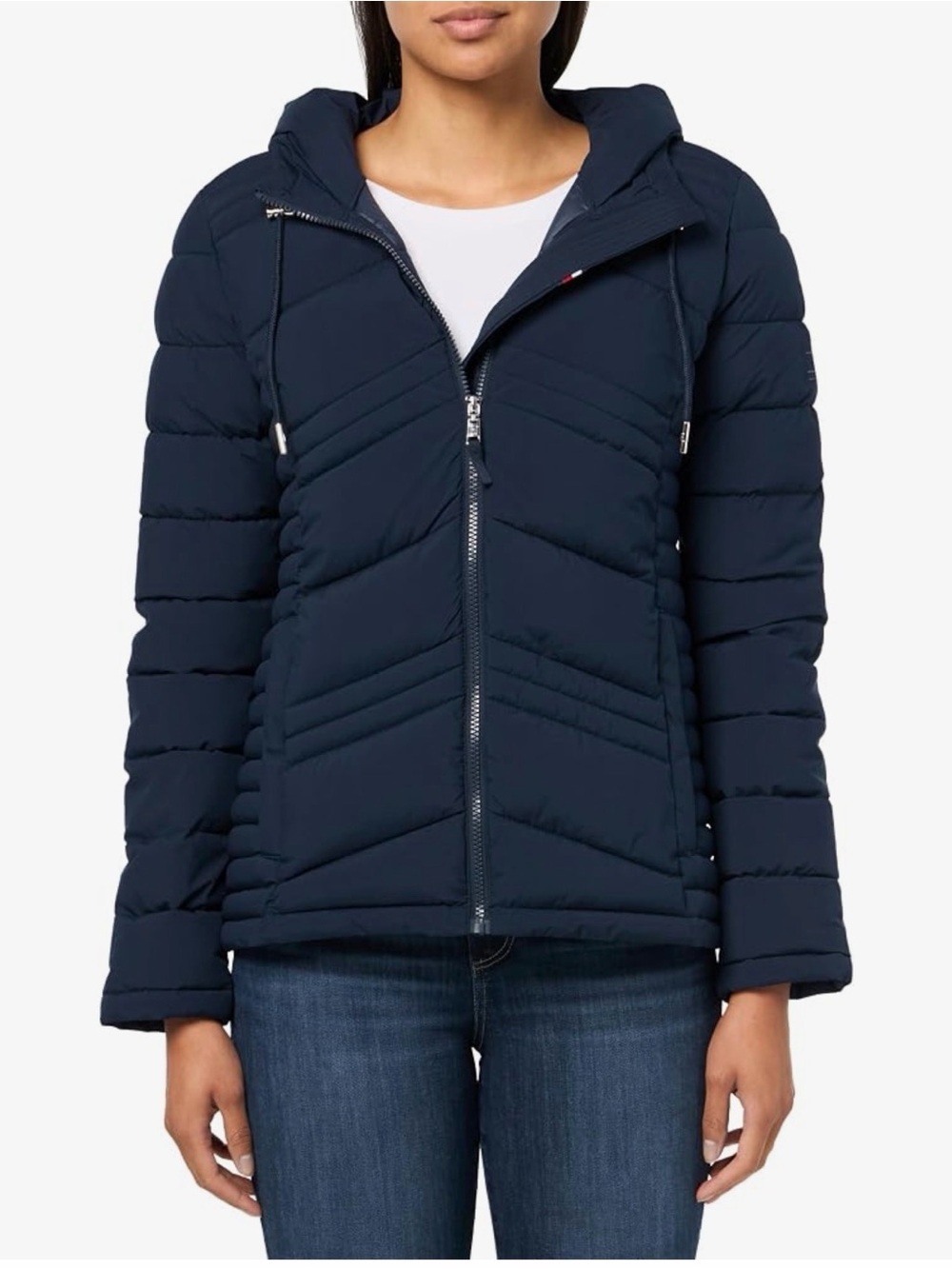 Tommy Hilfiger Navy Quilted Hooded Puffer Jacket